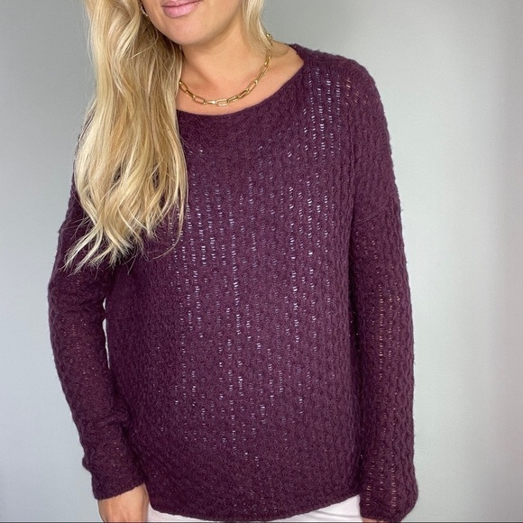 Vince Purple Cable Knit Alpaca and Wool Blend Sweater - Picture 6 of 9